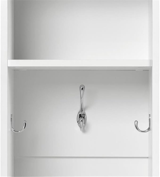 Prepac Narrow Coat Rack Freestanding Hall Tree with 3 Hooks, Entryway Furniture for Coat & Shoe Storage, Entryway Organization with Adjustable Shelf, 14.75"W x 72.5"H x 15.5"D, Set of 2, White