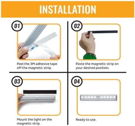 Lock Connection™ - LED Motion Activated Cabinet Light. Stick-on Anywhere/Battery Operated 10 LED Motion Sensor (Blue Qty 1 pc)