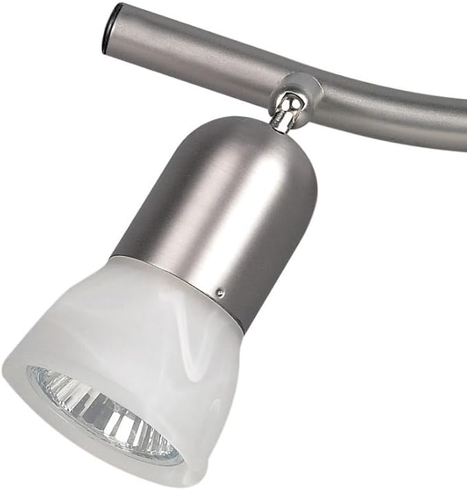 Canarm James 2-Light Track Lighting, Silver Finish, Adjustable Alabaster Glass Shades, 15" Wide Industrial Ceiling Spotlight for Kitchen, Living Room, Hallway