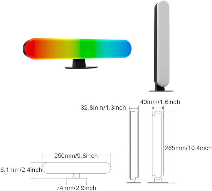 ThreeH RGB Light Bar LED Table Lamp for Gaming TV Backlight Ambient Lighting USB Powered with APP and Remote Control Colors Music Sync
