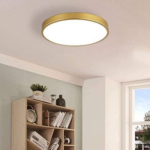 2 Pack Gold Flush Mount Ceiling Light, 12 Inch Metal Modern Round Gold Light Fixtures - 3 Colors, 3000K-5000K LED, 20W Low Profile Ceiling Lighting for Bedroom, Living Room, Hallway