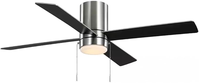 LYTIO Scenic 52 in. Integrated LED Indoor Brushed Nickel Hugger Ceiling Fan with Reversible Motor & Reversible Blades Included