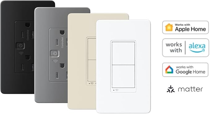 Square D by Schneider Electric X Series 15A 125V Wi-Fi Energy Monitoring Socket Outlet, Tamper Resistant, Needs Neutral Wire, Matter Certified, Works with Alexa, Google Home, Apple Home, Light Almond