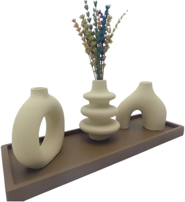 SODEF Concrete Scandinavian Decor Set Cream Black Geometric Design 4 Piece - Cream/Black, One Size
