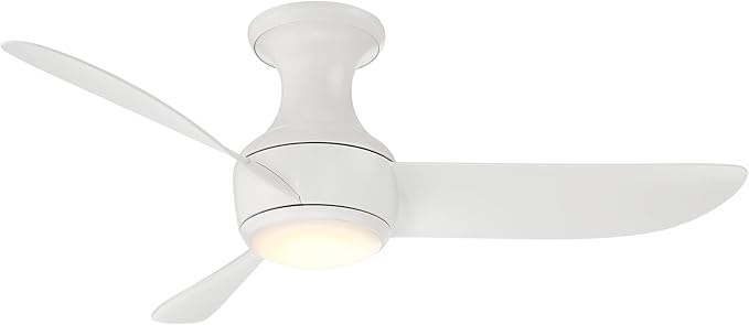 Corona Smart Indoor and Outdoor 3-Blade Flush Mount Ceiling Fan 44in Matte White 2700K LED Light Kit and Remote Control worksworks with Alexa and iOS or Android App