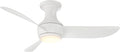 Corona Smart Indoor and Outdoor 3-Blade Flush Mount Ceiling Fan 44in Matte White 3000K LED Light Kit and Remote Control works with Alexa, Google Assistant, Samsung Things, and iOS or Android App
