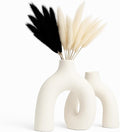 Cream White Decorative Vase Set - Modern Hug Donut Ceramic Vases by JAS & JAX GOODS, Minimalist Boho Style Centerpiece for Console Table, Living Room, Bookshelf, or Fireplace Mantel