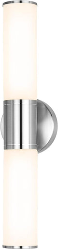 2-Light Bathroom Vanity Lighting Fixture, Brushed Nickel Wall Sconce with Opal White Glass, E26 Stocket Indoor Wall Lamp, Modern Mirror Light