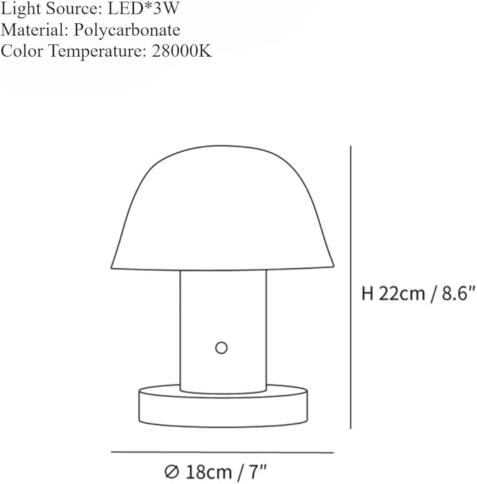 Mushroom Table Lamp Modern Dimmable Night Light Cordless Touch Rechargeable Desk Lamp Nordic Minimalist Retro Nightstand Bedside Lamps for Bedroom Living Room(Blue)