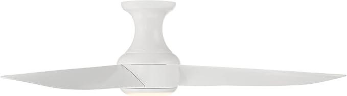 Corona Smart Indoor and Outdoor 3-Blade Flush Mount Ceiling Fan 52in Matte White 2700K LED Light Kit and Remote Control worksworks with Alexa and iOS or Android App