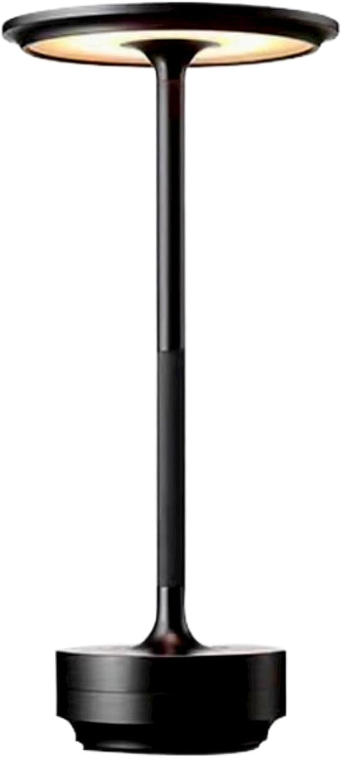 Cordless LED Table Lamp, Rechargeable Touch Control Desk Lamp Battery Operated Nightstand Night Light with Dimmable Brightness for Living Room, Home Office, Restaurant (Black)