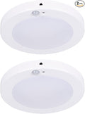 LIT-PaTH LED Flush Mount Ceiling Light, Closet Lighting Fixture with Motion Sensor and Dusk to Dawn, 10.5W, 800 Lumen, 6.2 Inch, Anti-Rust Galvanized Housing, White Finish 5000K 2-Pack