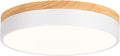 Modern Wood Flush Mount Ceiling Light, White LED 5CCT 2700K-6000K Dimmable Ceiling Light Fixtures, Round Close to Lighting Fixture for Kitchen Entryway Hallway Bedroom Laundry Room-11.8in