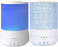 BlueHills Premium Set of 2 2500 ML Large Essential Oils Diffusers for Big Rooms High Mist Output XL Capacity Adjustable Cool Mist Great Gift – Value Pack of 2 White and Decorative Design