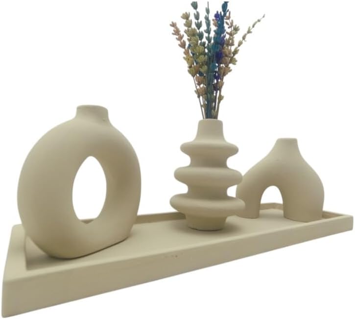 SODEF Concrete Scandinavian Decor Set Cream Color, Modern Home Accent Piece, 3.9 x 12.6 in, Single Piece - Cream, One Size