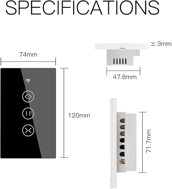 MOES WiFi Smart Curtain Switch Motorized Roller Blinds Shutter Switch,Smart Life/Tuya APP Remote Control,Compatible with Alexa Echo and Google Home,Black