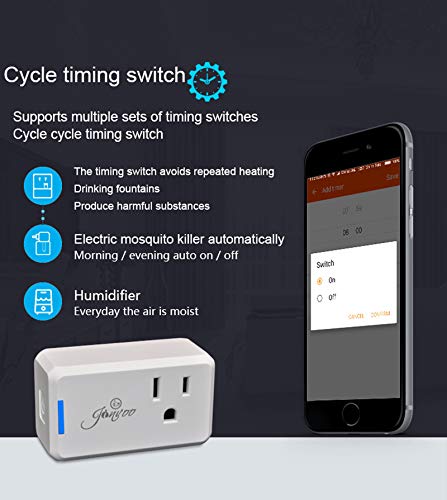 Jinvoo WiFi Smart Mini Plug, 10A, Remote Control by Tuya Smart Life app Works with Amazon Echo,Compatible with iOS/Android Google Assistant, Timer White ETL Listed FCC Certified (2 Pack)