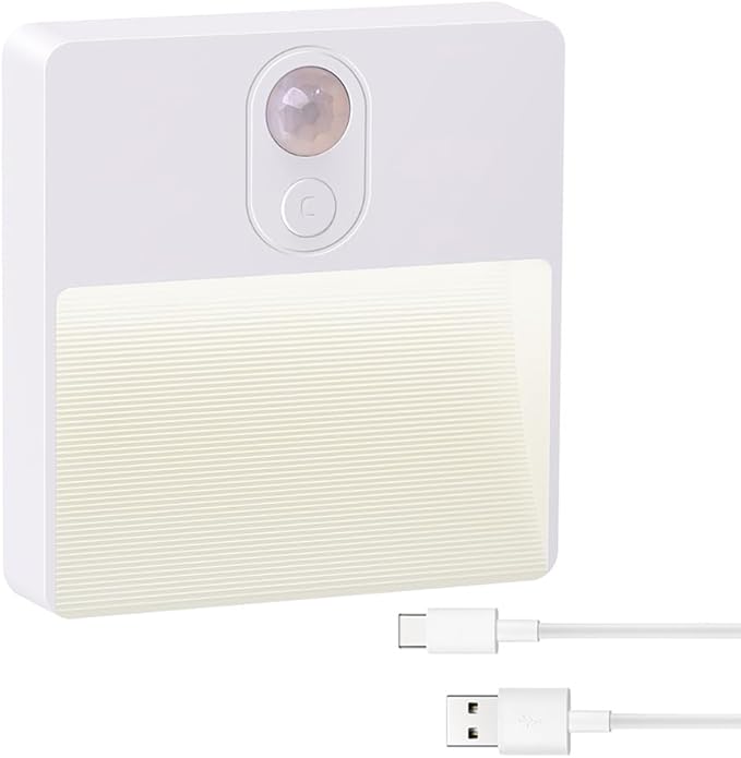 ASAWASA LED Motion Sensor Night Light, 7 Colors Rechargeable Magnetic Decor Wall Lights, Dimmable, Suitable for Bathroom hallways bedrooms Kitchen cabinets Staircase