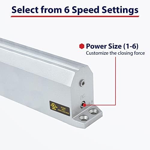 Lawrence Medium/Heavy Duty Door Closer Commercial Grade 1 - Surface-Mounted Commercial Automatic Door Closer with Adjustable 6-Speed Control and 3 Valves - Embassy Series LH5016
