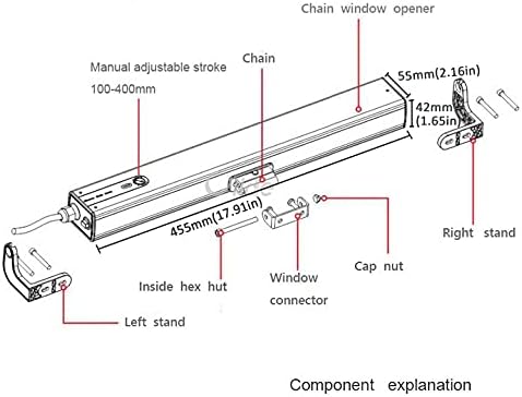 Olideauto Automatic Electric Chain Windows Opener Motor Actuator Receiver is Built in Motor Travelling Distance Adjustable