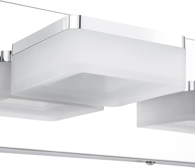 3 Colors Dimmable Bathroom Light Fixtures Over Mirror, LED Chrome Vanity Lights, Acrylic Stainless Steel 6 Light Bathroom Vanity Light, Adjustable 3000K/4000K/6000K, 360° Rotate