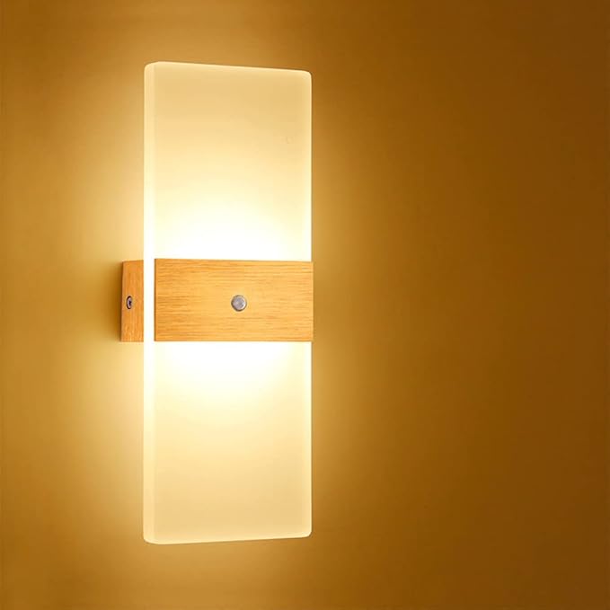 LED Motion Sensor Wall Lamp Security Light 12W SMD 2835 Acrylic Up/Down Wall Sconce Light Motion Activated Porch Lamp Fixture Modern Lighting for Stairway Patio Aisle Brushed Golden 3000K