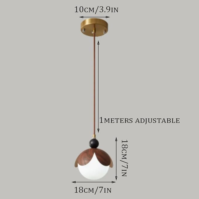 Wood Grain Wrought Iron Chandelier 7-inch Minimalist Style Light Fixture Medieval Style Lamps Suitable for Living Rooms, Dining Rooms, Bedrooms, Children's Rooms, Kitchen Islands, Studies
