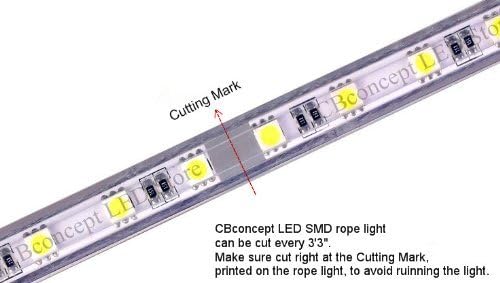 Cbconcept 120VSMD5050-6.5M-RGB 20-Feet RGB Color Changing 120-Volt High Output SMD5050 Flexible Flat LED Strip Rope Light