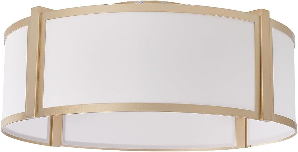 Gold Caged Ceiling Fan with Light, 20" Flush Mount Boho Ceiling Fans with Lights Remote Control, Low Profile Fabric Bladeless with 6 Speeds for Bedroom, Nursery, Living Room