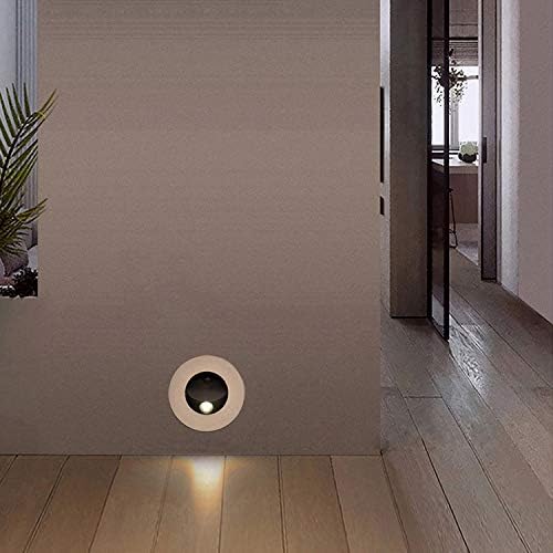 3W LED Wall Recessed Step Stair Lighting Bedside Reading Light Fixture Hidden On/Off Switch Adjustable Warm White Coffee Circle