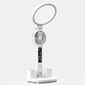 HURRISE Desk Lamp LED, LED Desk Lamps with Fans, Eye Care Foldable Touch Control Round USB Charging 3 Color Temperature Stepless Dimmable 3200mAh Clock Table Lamp with Fan Pen Holder