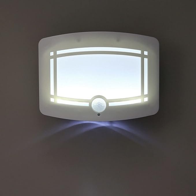 Dexin Wall Lamplight Sconce, DEXIN Aluminum 10 LED Motion Sensor Sconce Battery Powered Adjustable Brightness,Stick-on Anywhere Warmwhite
