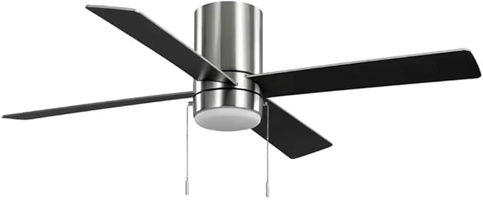 LYTIO Scenic 52 in. Integrated LED Indoor Brushed Nickel Hugger Ceiling Fan with Reversible Motor & Reversible Blades Included