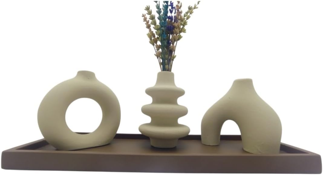 SODEF Concrete Scandinavian Decor Set Cream Black Geometric Design 4 Piece - Cream/Black, One Size
