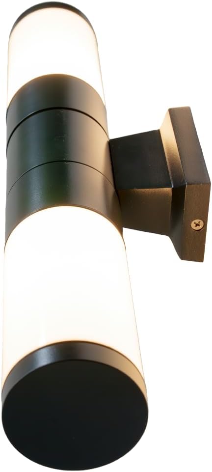 VOLT 12V Cast Brass Up/Down Outdoor Sconce & Lanai Light (Black) with Glow Tube Top/Bottom for Low Voltage Landscape Lighting