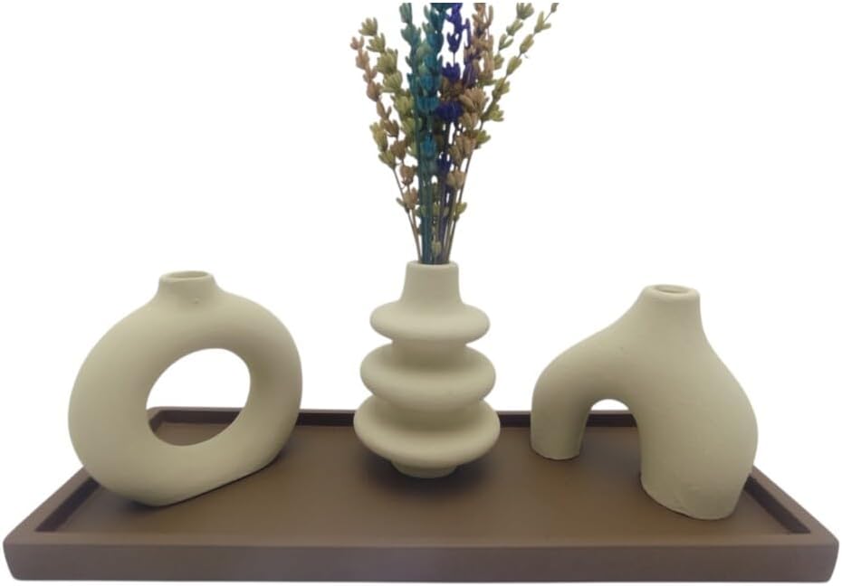 SODEF Concrete Scandinavian Decor Set Cream Black Geometric Design 4 Piece - Cream/Black, One Size