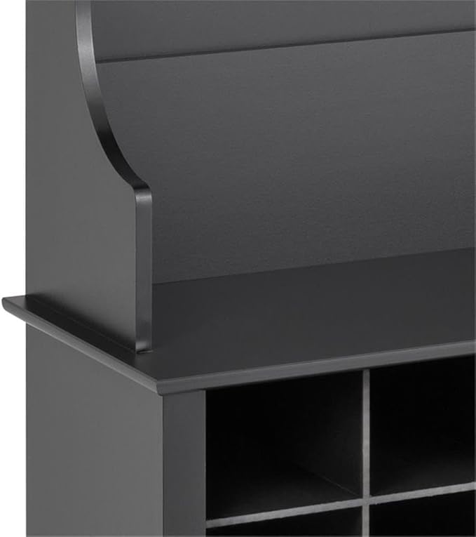 Prepac Black Hall Tree, Shoe Cabinet, Storage Cabinet with 24 Shoe Cubbies and 6 Double Coat Hooks 15.5" D x 60" W x 77" H