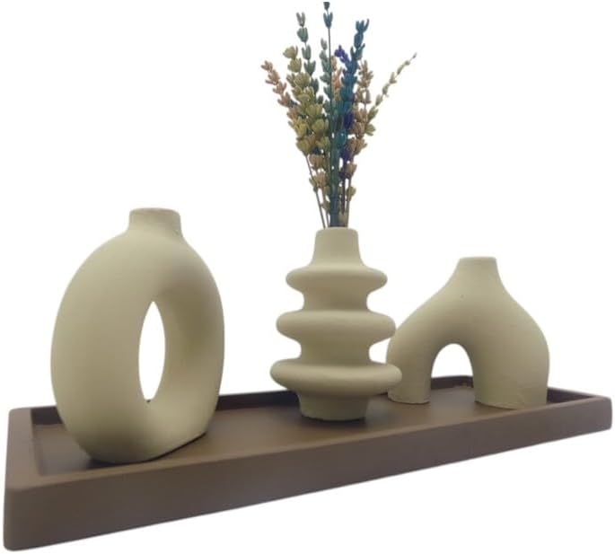SODEF Concrete Scandinavian Decor Set Cream Black Geometric Design 4 Piece - Cream/Black, One Size