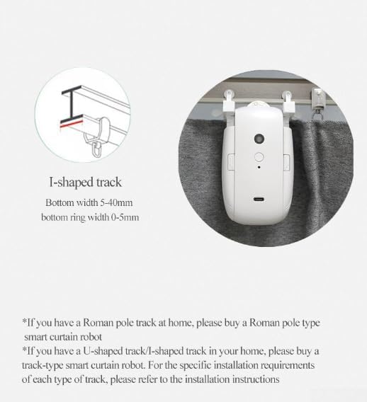 Smart Curtain Opener Automatic Curtain Opener and Closer Electric Curtain Opener Motor for Roman Rod/Tu-Rails Home Office Sleek Modern Design(1PC TU)(1PC Roman Pole)
