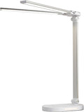 LED Double Head Desk Lamp with Night Light, 5 Color Temp, Slide Steplessly Adjust Brightness, 60 min Timer, Touch Control, Foldable Table Light for Working, Reading (White Plug-in)