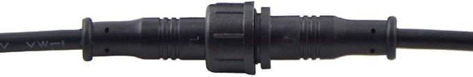 5Pairs 3 Core 3pin Black Pigtail Plastics Waterproof IP65 LED Connector Male Female 40cm/Pair Applicable 0.3mm² 15mm Nut for LED Lights