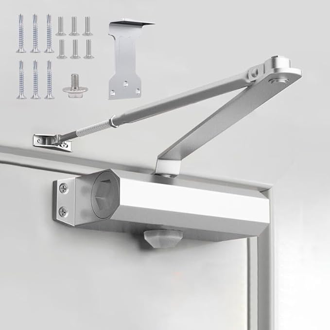 Automatic Door Closer for Home with Hold Open, Heavy Duty Adjustable Hydraulic Door Soft Closers Residential, Door Slow Closer No Slam Without Noise,Spring Size 2 for Indoor or Exterior