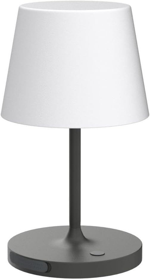 Outdoor Battery Operated Table Lamp Waterproof, 4000mAh Cordless Table Lamp Rechargeable, Touch Dimmable Desk Lamp, LED Night Light for Patio Camping Restaurant Home, H9.6in, Dark Grey