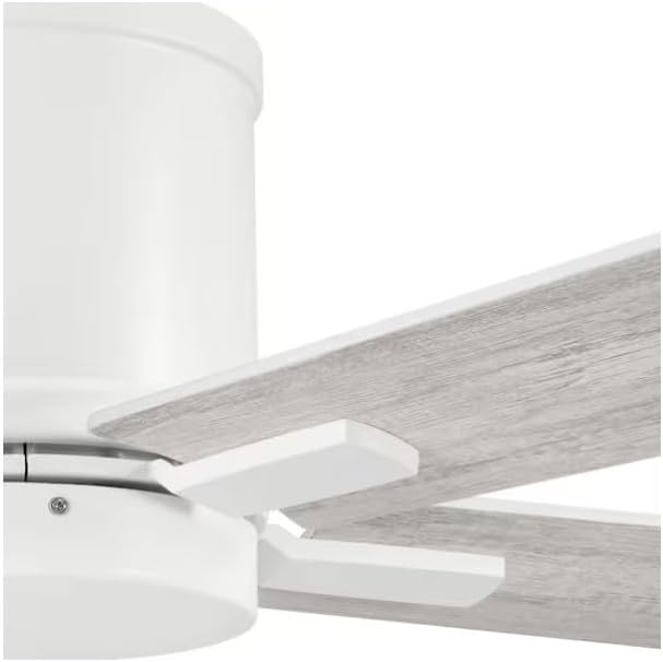 LYTIO Grantway 48 in. Indoor/Covered Outdoor Matte White Low Profile Ceiling Fan Without Light with Pull Chain Included