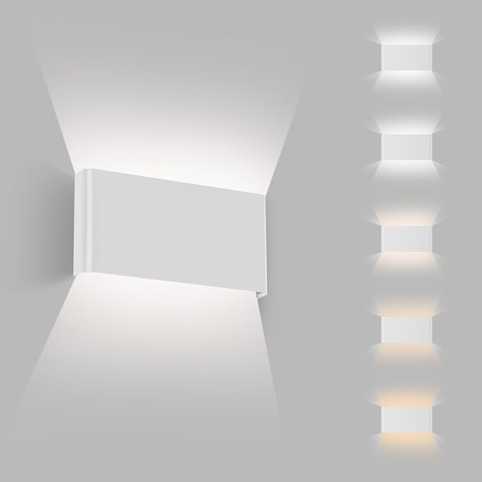 Modern LED Wall Sconce, 15W 5CCT 3000K-6500K, Dimmable Up Down Light, Hardwired Indoor Wall Light Fixture for Bedroom Hallway, 11 in, Sandy White (1 Pack)
