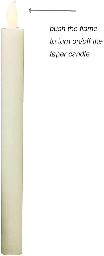 Rhytsing 10" Ivory Flameless Taper Candles with Timer, Battery Operated Dinner Candlesticks, Push-Activated, Textured Wax Finish, Warm White Light, Remote & 10 Batteries Included - Set of 5