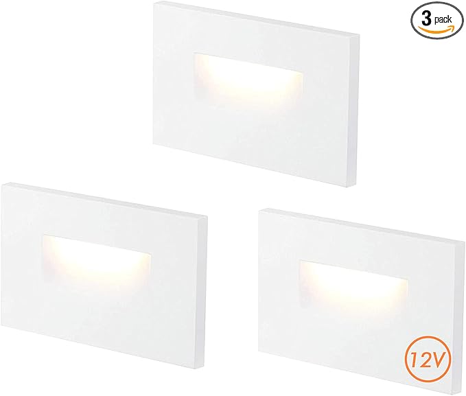 CLOUDY BAY 12V Low Voltage 3 Color Indoor and Outdoor LED Step Light,3000K/4000K/5000K,Stair Light,White,3 Pack, Wet Location(Low Voltage Transformer is Required)