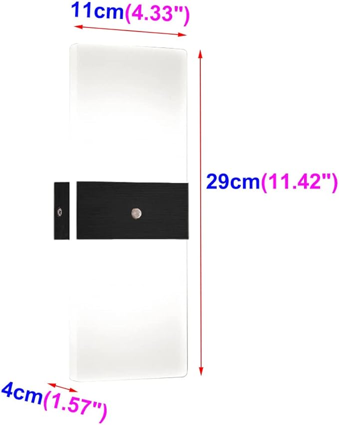 LED Motion Sensor Wall Lamp Security Light 12W SMD 2835 Acrylic Up/Down Wall Sconce Light Motion Activated Porch Lamp Fixture Modern Lighting for Stairway Patio Aisle Brushed Black 6000K