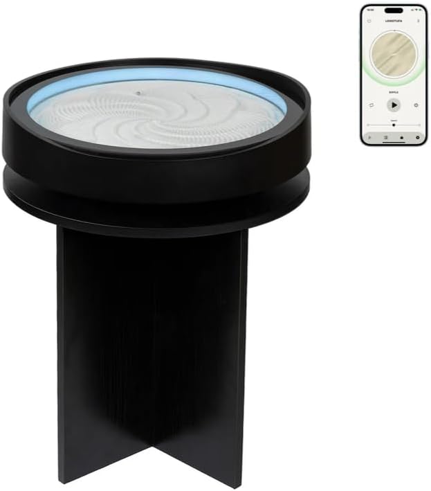 Art Table with Display Stand – App Controlled Mindfulness Decor for Relaxation & Focus – Stress Relief Sandscape with RGB Lighting – Modern Zen Desk Ornament for Home or Office