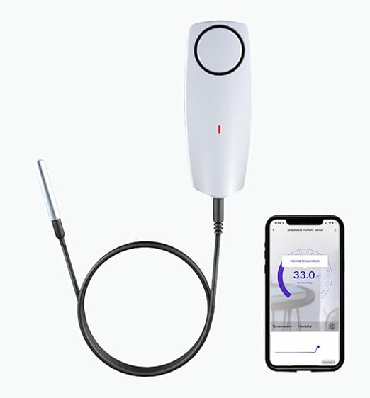 PHOVOLT Zigbee Refrigerator Thermometer:App Notification, Data Record Export, Fridge Thermometer with Probe for Refrigerator, Freezer, Hot Tub.Hub Required